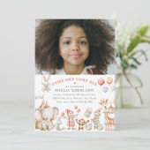 子供のサーカスをテーマにした写真の誕生日パーティー招待状 招待状 (スタンド正面)