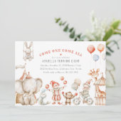 子供のサーカスをテーマにした誕生日パーティーの招待状 招待状 (スタンド正面)