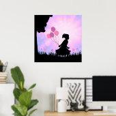 子供のシルエット風船 蝶々 ウォールアート (ホームオフィス)