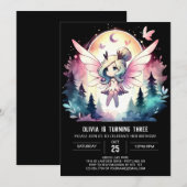 子供のシンプルな妖精の誕生日 招待状 (正面/裏面)