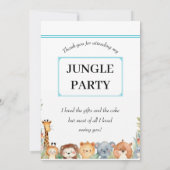 子供のジャングルパーティーお礼カード サンキューカード (裏面)