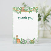 子供のジャングル動物パーティーのフラットありがとうカード サンキューカード (スタンド正面)