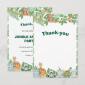 子供のジャングル動物パーティーのフラットありがとうカード サンキューカード (正面/裏面)