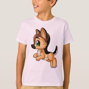 子供のジャーマン・シェパード犬のLongsleeveのスタイリッシュなティー Tシャツ