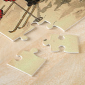 子供のスキー、ヴィンテージの冬のシーン ジグソーパズル (側面)