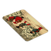 子供のスキー、ヴィンテージの冬のシーン マグネット (右側)