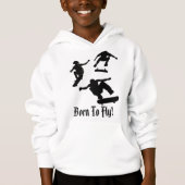 -子供のスケートボードのフード付きスウェットシャツを飛ばすために生まれて下さい (正面)