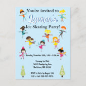 子供のスケート場での誕生日パーティーの招待状 ポストカード (正面)