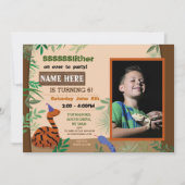 子供のスネーク誕生日パーティー爬虫類写真 招待状 (正面)