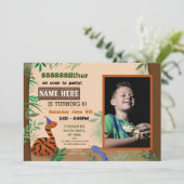 子供のスネーク誕生日パーティー爬虫類写真 招待状 (スタンド正面)