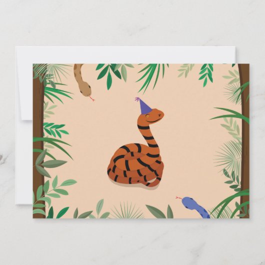 子供のスネーク誕生日パーティー爬虫類写真 招待状 (裏面)