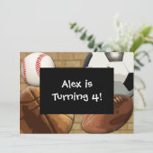 子供のスポーツのオールスター誕生日のカスタムの招待状 招待状 (スタンド正面)