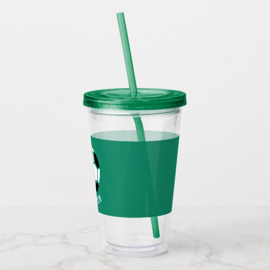 子供のスポーツのサッカーの運動パーソナライズな緑 アクリルタンブラー (左)