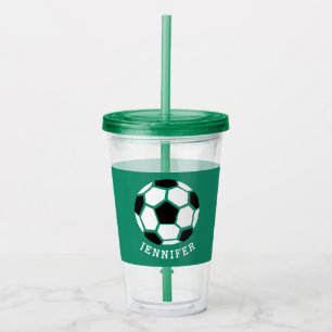 子供のスポーツのサッカーの運動パーソナライズな緑 アクリルタンブラー