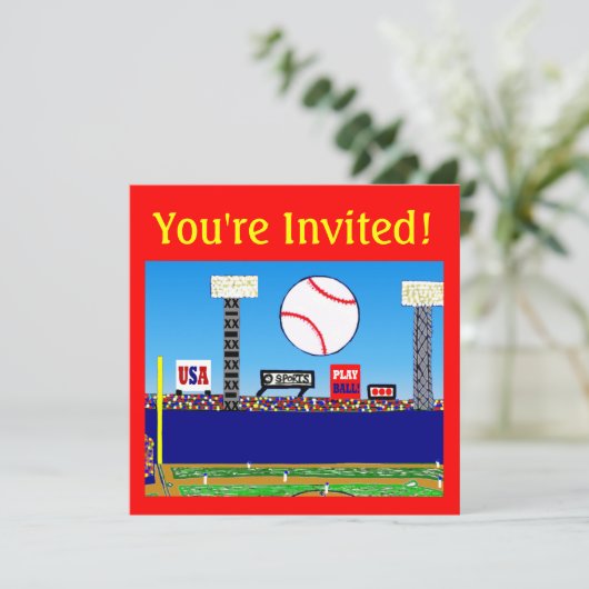 子供のスポーツのパーソナライズなパーティの招待状 招待状 (スタンド正面)