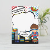 子供のスーパーヒーローの誕生会のサンキューカードの男の子 サンキューカード (スタンド正面)