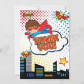 子供のスーパーヒーローの誕生会のサンキューカードの男の子 サンキューカード (裏面)