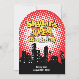 子供のスーパーヒーローパーティー招待状 - 20代の追悼式 招待状