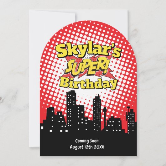 子供のスーパーヒーローパーティー招待状 - 20代の追悼式 招待状 (正面)