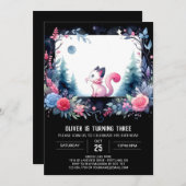 子供のソフトな猫の誕生日 招待状 (正面/裏面)