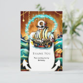 子供のソフトな船の冒険 海賊の誕生日 サンキューカード (スタンド正面)