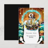 子供のソフトな船の冒険 海賊の誕生日 サンキューカード (正面/裏面)