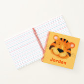 子供のタイガー顔かわいい水色オレンジ ノートブック (内部)