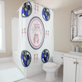 子供のダンス白い青のショールカーテン女の子 シャワーカーテン (インサイチュ)