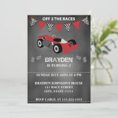 子供のチョークボード レースカー 2歳 誕生日 招待状 (スタンド正面)