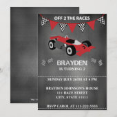 子供のチョークボード レースカー 2歳 誕生日 招待状 (正面/裏面)