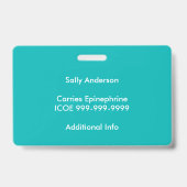 子供のティール（緑がかった色）はこんにちは私の名前アレルギーにアレルギーです バッジ (Back)