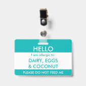 子供のティール（緑がかった色）はこんにちは私の名前アレルギーにアレルギーです バッジ (Front with Clip)
