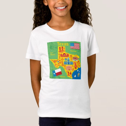 子供のテキサス州の地図 Tシャツ (正面)
