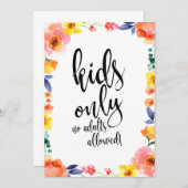 子供のテーブル お手頃価格の花柄ボホウェディングサイン 招待状 (正面/裏面)