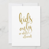 子供のテーブル ゴールド グリッター 結婚式看板 招待状 (正面)