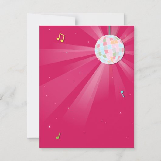 子供のディスコの球の溝のダンスの誕生会 招待状 (裏面)