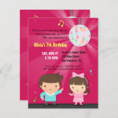 子供のディスコの球の溝のダンスの誕生会 招待状 (正面/裏面)