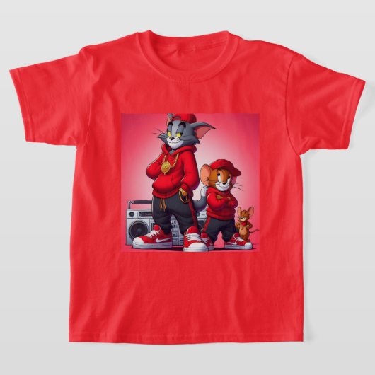 子供のトムとジェリーTシャツ Tシャツ (レイダウン)