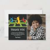 子供のトランポリン誕生日写真のお礼メッセージ サンキューカード (正面)