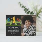 子供のトランポリン誕生日写真のお礼メッセージ サンキューカード (スタンド正面)