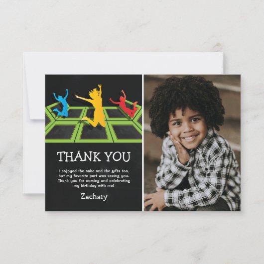 子供のトランポリン誕生日写真のお礼 サンキューカード (正面)