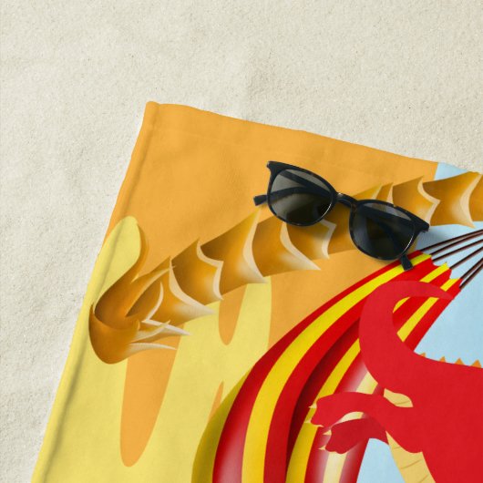 子供のドラゴンが付いているパーソナライズなビーチタオル ビーチタオル (インサイチュ)