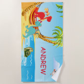 子供のドラゴンが付いているパーソナライズなビーチタオル ビーチタオル (正面)