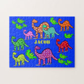 子供のドラゴン及び恐竜はパーソナライズなギフトを困惑させます ジグソーパズル (横)