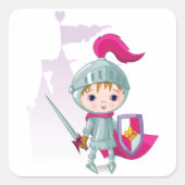 子供のナイトキャラクターの剣と盾 スクエアシール (正面)