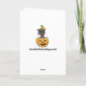 子供のハッピーハローウィンの紫色のユニコーンの漫画 カード (裏面)