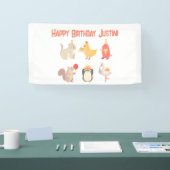 子供のハッピーバースデーパーティー 動物 男の子 サファリ 横断幕 (トレードショー)