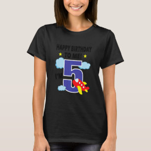 子供のハッピーバースデー私は5幼児ボーイエアプラ Tシャツ
