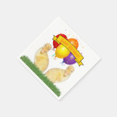 子供のハッピーバースデー黄色のアヒルのバルーン スタンダードカクテルナプキン (角)