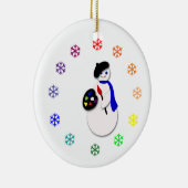 子供のハヌカーの雪だるまの芸術家w Colorwheel セラミックオーナメント (右)
